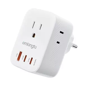 USA auf Europa Reise Stecker Adapter, Deutschland Frankreich Typ E F Stecker Adapter mit P... - Bild 1 von 7