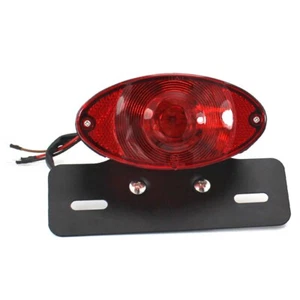 12V Motorcycle Rear Taillight License Plate Holder Bracket Old School Touring  - Picture 1 of 3