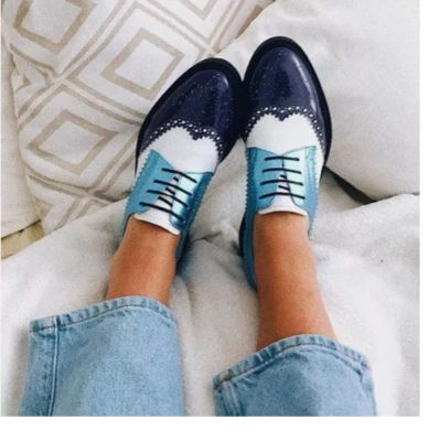 Трехцветный крыло конца Brogue кожи официальный шнурует вверх вечеринки износ обувь для унисекс - Изображение 1 из 3