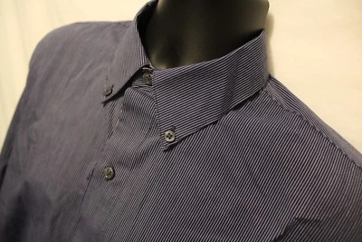 Camisa de vestir para hombre Van Heusen clásica 15 15 1/2 34-35 L/S azul a rayas mezcla de algodón Foto 1 de 3