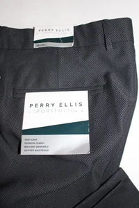 PERRY ELLIS PORTFOLIO MEN'S GREY-BLUE TEXTURE SLIM FIT DRESS PANTS SZ: 36 X 30 - Picture 1 of 4