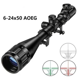 6-24x50 AOE Hunting Riflescope Optical Scope Red Green Illuminated 11/20mm Rail - Picture 1 of 8