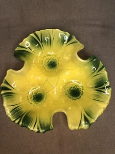 Vintage Glass Retro Mid Century Yellow Green Bowl Made in Germany Walther - Picture 1 of 6