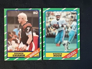 1986 Topps Warren Moon #350 & Boomer Esiason #255 Rookie Cards. ÖLER & BENGALS - Bild 1 von 3
