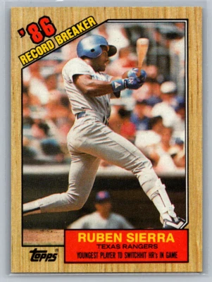 1987 Topps: '86 Record Breakers #6 Ruben Sierra RB Texas Rangers - Imagem 1 de 2