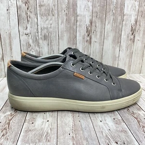 ECCO Men's Soft 7 Danish Design Grey Leather Sneaker Shoes Size 13-13.5 EUR 47 - Picture 1 of 11