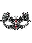 Masque mascarade filigrane noir cristal rouge yeux papillon métal