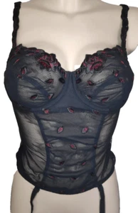Felina bustier size 75B UK 34B corset with suspenders sheer elegant black - Picture 1 of 3