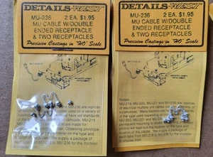 HO Scale Details West MU-236 MU CABLE W/DOUBLE ENDED RECEPTACLE & 2 RECEPTACLES - Picture 1 of 6