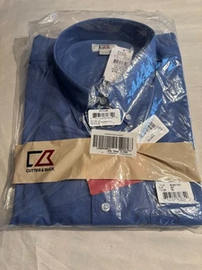 Mens Shirt Cutter & Buck French Blue SS 4XT Button front & collar New in pkg - Picture 1 of 7