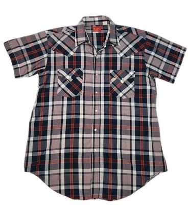 Camisa a Presión Plains Western Wear Para Hombre Manga Corta Perla Talla Grande Foto 1 de 3