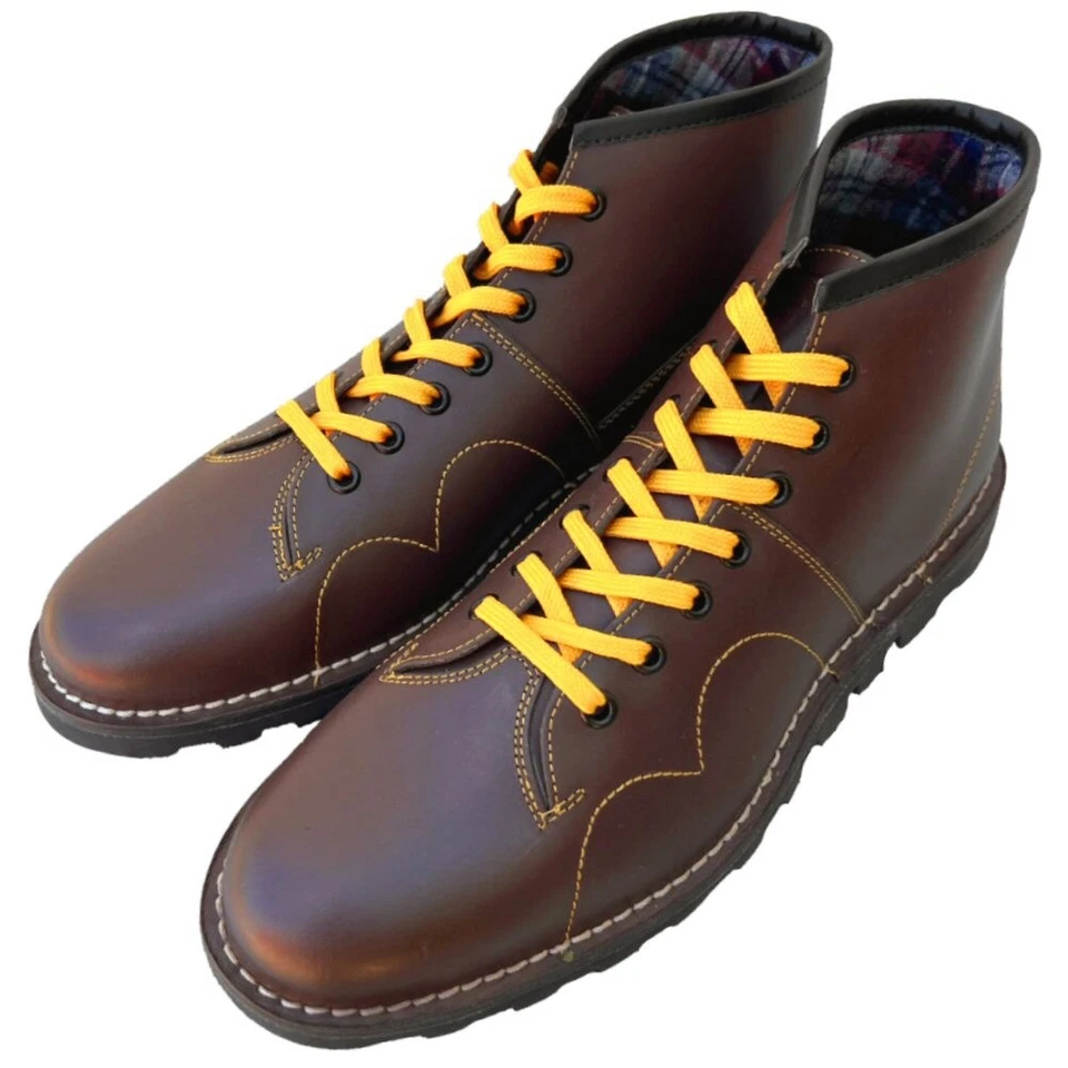 Grafters Retro Treaded Sole Leather Monkey Boots Wine 8 - Image 1 of 1