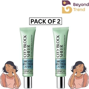 2 X Clinique City Block Sheer SPF 25 1,4 once / 40 ml formato COMPLETO NUOVO in scatola - Foto 1 di 6