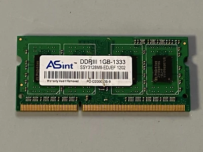 Asint SSY3128M8-EDJED 1GB 1333Mhz PC3-10600S DDR3-1333 204-Pin SODIMM notebook - Immagine 1 di 4