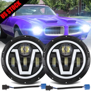 2X for Porsche 911 912 914 944 7Inch 200W LED Headlight Round HI/LO Sealed Beam - Picture 1 of 9