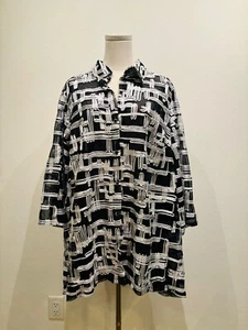 NWT JM Collection Women's shirts jacket 2X size black print ISK1131JW - Picture 1 of 10