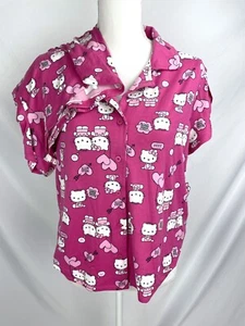 Hello Kitty Women 2 pc PJ Pajama Set Button Shirt Shorts Valentine’s Day - Picture 1 of 9