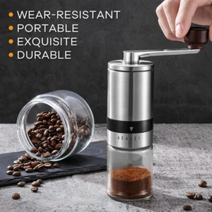 Manuelle Kaffeemühle Edelstahl Handkaffeemühle mit Keramik-Mahlwerk Kaffee Mühle - Bild 1 von 14