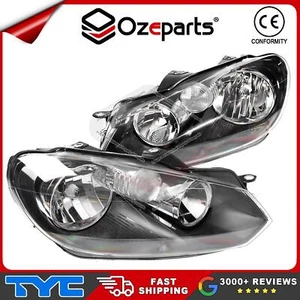 Set / Pair LH+RH Head Light Lamp Halogen Black For VW Volkswagen Golf Mk6 08~13 - Picture 1 of 6