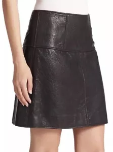 Marc Jacobs black lamb leather skirt 8 10 short above knee A-line size 2 by - Picture 1 of 20