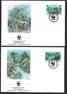 TUVALU GENUINE WWF 1992 Endangered Species - Blue Coral FIRST DAY COVER SET - Picture 1 of 2