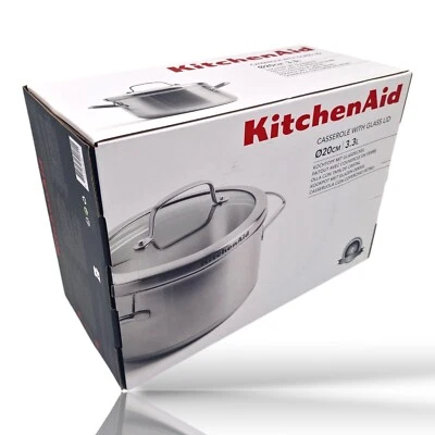 KitchenAid/Edelstahl Kochgeschirr/Kochtopf mit Glasdeckel/3,3 L/20 CM - Bild 1 von 2
