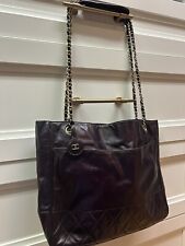 CHANEL Quilted Matelasse Lambskin Chain Shoulder Tote Bag burgundy/ Vintage