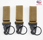 3pcs Khaki Molle Tactical Carabiner Backpack Belt Hook Quickdraw EDC Nylon Clip