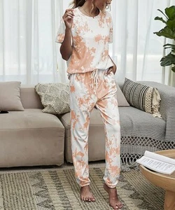 Romantichut Orange & White Tie-Dye Tee & Joggers Size 2XL - Picture 1 of 1