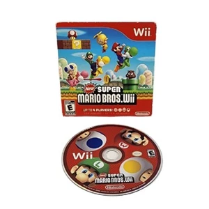 New Super Mario Bros. Wii (Nintendo Wii, 2009) Cardboard Sleeve and Game Disc - Picture 1 of 5