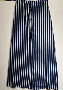 Ya Los Angeles Navy Blue And White Striped Buttoned Front A Lined Maxie Skirt - Picture 1 of 3