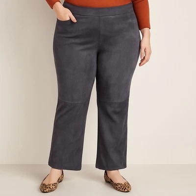 SOFT SURROUNDINGS Faux Suede Pull On Bootcut Pants Seams Autumn Fall Gray SZ 3X - Image 1 of 4