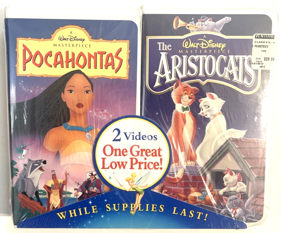 Walt Disney Masterpiece 2 VHS Set Pocahontas The Aristocats SCARCE