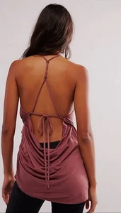 NWT Free People Callie Halter Top Asymmetrical Hem With Open Back Wild Ginger L - Picture 1 of 9