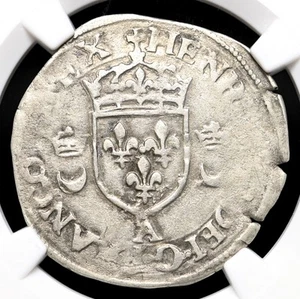 FRANCE. Henry II, Billon Douzain aux croissants, 1551-A, Paris, NGC XF40 - Picture 1 of 4