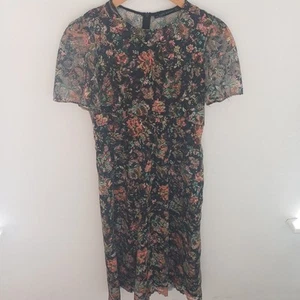 Zara Midi dress Black Pink lace Short sleeve Size M UK 10- 12 Wedding Party - Picture 1 of 4
