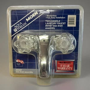 Vtg MOEN Aqua Stream Two-Handle Lavatory FAUCET #84407 LESS DRAIN Assembly NOS - Picture 1 of 5