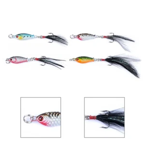 Lote de 4 PIEZAS Señuelos de Pesca 5g/3.2cm Cebos Minnow 8# Gancho Pluma Metal Ganchos Cebos - Imagen 1 de 10