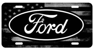 American Flag Tactical Black And White Ford Aluminium License Plate - Bild 1 von 2