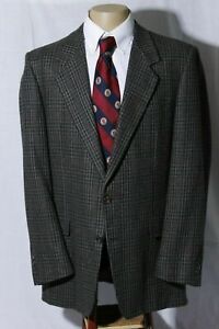 Hickey Freeman Men's Plaid Wool & Cashmere Sport Coat Jacket Blazer Size 44L