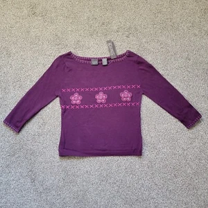 Copper Key Girls Sweater Size Small - Festive - Purple - Flowers - Stretch -NWT - Picture 1 of 14