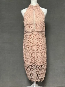 Bardot Dress 10 Pink Lace Halter Cocktail Evening Party Preppy Feminine Romantic - Picture 1 of 16