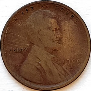 1909-S Horizontal S 1C Lincoln Wheat Cent Penny Fine F+ Original * Nice 1909P ! - Picture 1 of 3