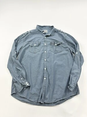 Marc Ecko Shirt Mens 2XL Blue Chambray Button Up Long Sleeve - Image 1 of 4
