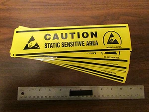 CAUTION STATIC SENSITIVE AREA Warning Stickers 3X12 Inches Yellow Pkg Of 10 New - Picture 1 of 1
