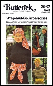 Sombrero con patrón BUTTERICK 3967 TURBANTE Y FAJA y bolso quimioterapia cáncer envoltura y listo - Imagen 1 de 4