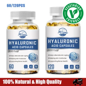 Hyaluronic Acid Capsules 850mg High Strength Anti Aging Vegan Supplements - Picture 1 of 12