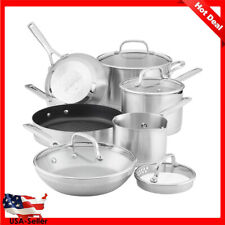3-Ply Base Stainless Steel Cookware Pots & Pans Set 10 Piece Oven Safe Durable