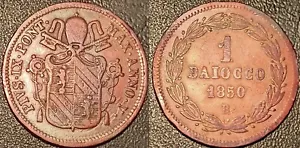 Italie - Vatican - Pie IX - 1 baiocco 1850 AN V R, Rome ! KM#1345 - Foto 1 di 1