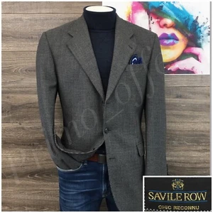 Savile Row Mens Blazer Sport Coat 3 Button Casual Jacket 44L Wool Suits Vintage - Picture 1 of 13